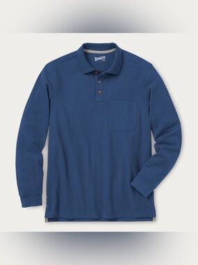 Duluth Trading Men's No Polo Shirt Long Sleeve with Pocket Blue | Size XL
